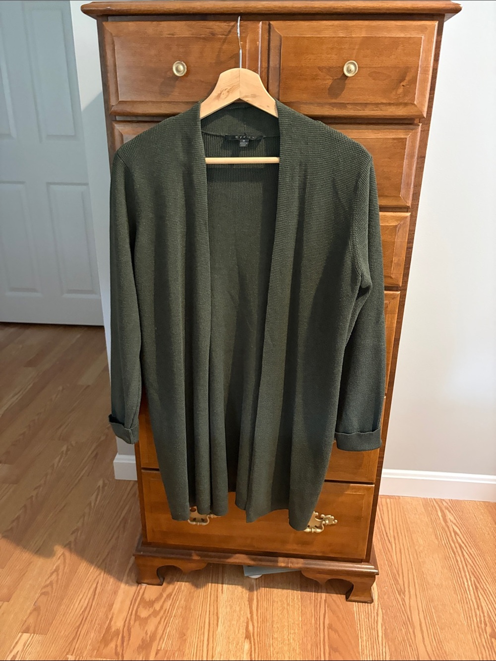 Cyrus Olive Green Open-Front Cardigan